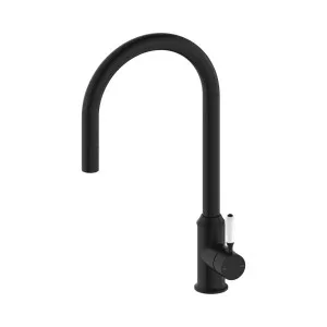 York Pull Out Sink Mixer With Vegie Spray Function With White Porcelain Lever Matte Black by NERO, a Kitchen Taps & Mixers for sale on Style Sourcebook