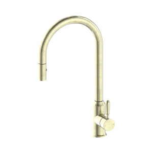 York Pull Out Sink Mixer With Vegie Spray Function With Metal Lever Aged Brass by NERO, a Kitchen Taps & Mixers for sale on Style Sourcebook