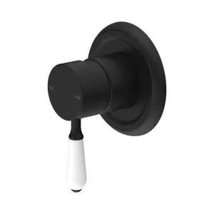 York Shower Mixer With White Porcelain Lever Matte Black by NERO, a Shower Heads & Mixers for sale on Style Sourcebook