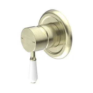 York Shower Mixer With White Porcelain Lever Aged Brass by NERO, a Shower Heads & Mixers for sale on Style Sourcebook