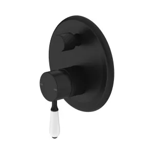 York Shower Mixer With Diverter With White Porcelain Lever Matte Black by NERO, a Shower Heads & Mixers for sale on Style Sourcebook