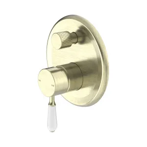 York Shower Mixer With Diverter With White Porcelain Lever Aged Brass by NERO, a Shower Heads & Mixers for sale on Style Sourcebook