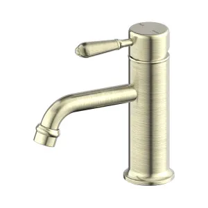 York Straight Basin Mixer With Metal Lever Aged Brass by NERO, a Bathroom Taps & Mixers for sale on Style Sourcebook