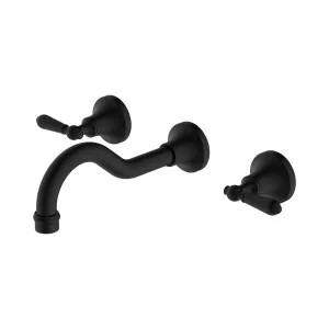 York Wall Basin Set With Metal Lever Matte Black by NERO, a Bathroom Taps & Mixers for sale on Style Sourcebook