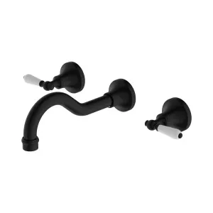 York Wall Basin Set With White Porcelain Lever Matte Black by NERO, a Bathroom Taps & Mixers for sale on Style Sourcebook