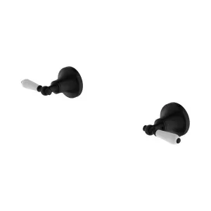 York Wall Top Assemblies With White Porcelain Lever Matte Black by NERO, a Bathroom Taps & Mixers for sale on Style Sourcebook