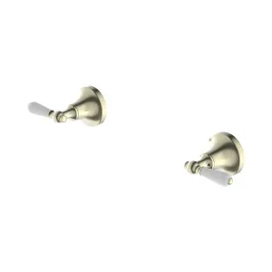 York Wall Top Assemblies With White Porcelain Lever Aged Brass by NERO, a Bathroom Taps & Mixers for sale on Style Sourcebook