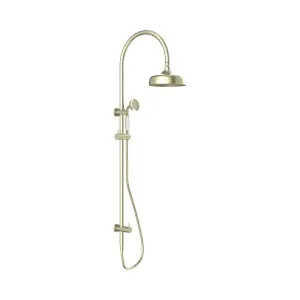 York Twin Shower With White Porcelain Hand Shower Aged Brass by NERO, a Shower Heads & Mixers for sale on Style Sourcebook