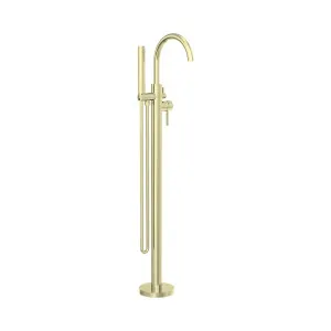 Mecca Round Freestanding Mixer With Hand Shower Brushed Gold by NERO, a Shower Heads & Mixers for sale on Style Sourcebook