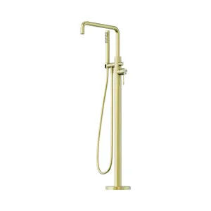Opal Freestanding Bath Mixer With Hand Shower Brushed Gold by NERO, a Shower Heads & Mixers for sale on Style Sourcebook
