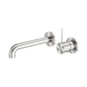 Mecca Wall Basin/Bath Mixer Separate Back Plate Handle Up 230mm Brushed Nickel by NERO, a Bathroom Taps & Mixers for sale on Style Sourcebook