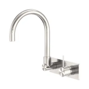 Mecca Wall Basin/Bath Mixer Swivel Spout Handle Up Brushed Nickel by NERO, a Bathroom Taps & Mixers for sale on Style Sourcebook