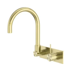Mecca Wall Basin/Bath Mixer Swivel Spout Handle Up Brushed Gold by NERO, a Bathroom Taps & Mixers for sale on Style Sourcebook