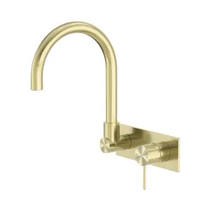Mecca Wall Basin/Bath Mixer Swivel Spout Brushed Gold by NERO, a Bathroom Taps & Mixers for sale on Style Sourcebook