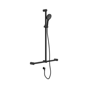 Mecca Care 32mm T Bar Grab Rail And Adjustable Shower Set 1100X750mm Matte Black by NERO, a Shower Heads & Mixers for sale on Style Sourcebook