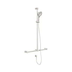 Mecca Care 32mm T Bar Grab Rail And Adjustable Shower Set 1100X750mm Brushed Nickel by NERO, a Shower Heads & Mixers for sale on Style Sourcebook