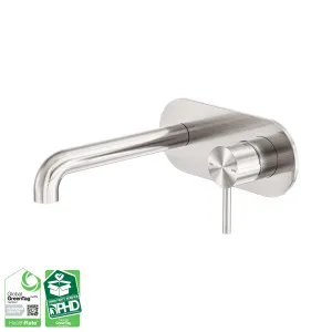 Zen SS316L Wall Basin/Bath Mixer 185mm Spout Brushed Nickel by NERO, a Bathroom Taps & Mixers for sale on Style Sourcebook