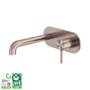 Zen SS316L Wall Basin/Bath Mixer 185mm Spout Brushed Bronze by NERO, a Bathroom Taps & Mixers for sale on Style Sourcebook