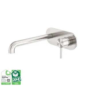Zen SS316L Wall Basin/Bath Mixer 230mm Spout Brushed Nickel by NERO, a Bathroom Taps & Mixers for sale on Style Sourcebook