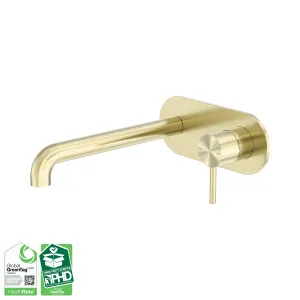 Zen SS316L Wall Basin/Bath Mixer 230mm Spout Brushed Gold by NERO, a Bathroom Taps & Mixers for sale on Style Sourcebook