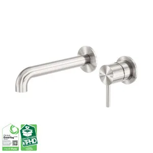 Zen SS316L Wall Basin/Bath Mixer Separate Back Plate 185mm Spout Brushed Nickel by NERO, a Bathroom Taps & Mixers for sale on Style Sourcebook