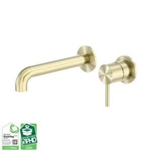 Zen SS316L Wall Basin/Bath Mixer Separate Back Plate 185mm Spout Brushed Gold by NERO, a Bathroom Taps & Mixers for sale on Style Sourcebook