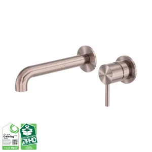 Zen SS316L Wall Basin/Bath Mixer Separate Back Plate 185mm Spout Brushed Bronze by NERO, a Bathroom Taps & Mixers for sale on Style Sourcebook