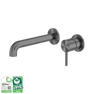 Zen SS316L Wall Basin/Bath Mixer Separate Back Plate 185mm Spout Graphite by NERO, a Bathroom Taps & Mixers for sale on Style Sourcebook