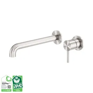Zen SS316L Wall Basin/Bath Mixer Separate Back Plate 230mm Spout Brushed Nickel by NERO, a Bathroom Taps & Mixers for sale on Style Sourcebook