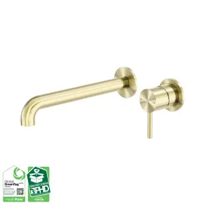 Zen SS316L Wall Basin/Bath Mixer Separate Back Plate 230mm Spout Brushed Gold by NERO, a Bathroom Taps & Mixers for sale on Style Sourcebook