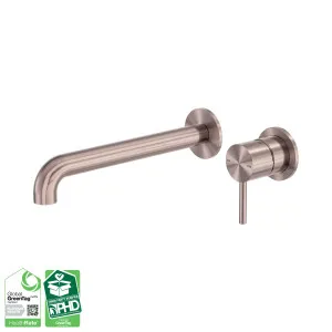 Zen SS316L Wall Basin/Bath Mixer Separate Back Plate 230mm Spout Brushed Bronze by NERO, a Bathroom Taps & Mixers for sale on Style Sourcebook
