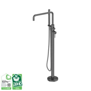 Zen SS316L Freestanding Bath Mixer With Outdoor Shower Hose Graphite by NERO, a Shower Heads & Mixers for sale on Style Sourcebook