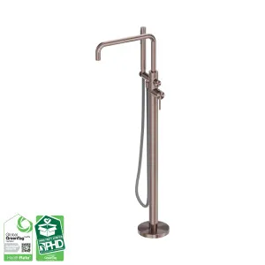 Zen SS316L Freestanding Bath Mixer With Outdoor Shower Hose Brushed Bronze by NERO, a Shower Heads & Mixers for sale on Style Sourcebook