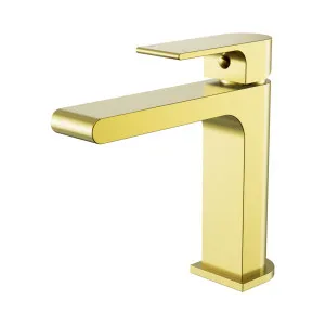 Bianca Basin Mixer Straight Spout Brushed Gold by NERO, a Bathroom Taps & Mixers for sale on Style Sourcebook