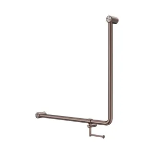Mecca Care 32mm 90 Degree NZ4121 Accessible Toilet Grab Rail 750X750mm With Toilet Roll Holder Brushed Bronze by NERO, a Accessible for sale on Style Sourcebook