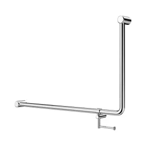 Mecca Care 32mm DDA Accessible Toilet 90 Degree Bent Tube Grab Rail 600X1000mm With Toilet Roll Holder Chrome by NERO, a Accessible for sale on Style Sourcebook