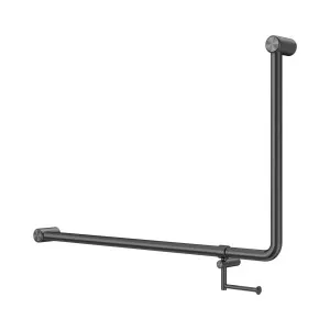 Mecca Care 32mm DDA Accessible Toilet 90 Degree Bent Tube Grab Rail 600X1000mm With Toilet Roll Holder Gun Metal by NERO, a Accessible for sale on Style Sourcebook