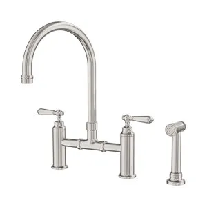 York Bridge Kitchen Set With Hand Spray Brushed Nickel by NERO, a Kitchen Taps & Mixers for sale on Style Sourcebook