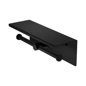 Mecca Double Toilet Roll Holder With Shelf Matte Black by NERO, a Toilet Paper Holders for sale on Style Sourcebook