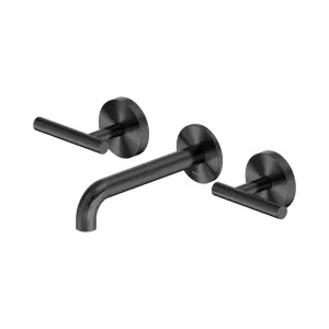 Mecca Lever Wall Basin/Bath Set 160mm Spout Gun Metal by NERO, a Bathroom Taps & Mixers for sale on Style Sourcebook