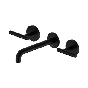 Mecca Lever Wall Basin/Bath Set 185mm Spout Matte Black by NERO, a Bathroom Taps & Mixers for sale on Style Sourcebook