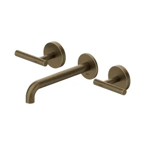 Mecca Lever Wall Basin/Bath Set 185mm Spout Tumbled Antique Brass by NERO, a Bathroom Taps & Mixers for sale on Style Sourcebook