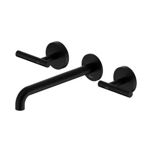 Mecca Lever Wall Basin/Bath Set 220mm Spout Matte Black by NERO, a Bathroom Taps & Mixers for sale on Style Sourcebook