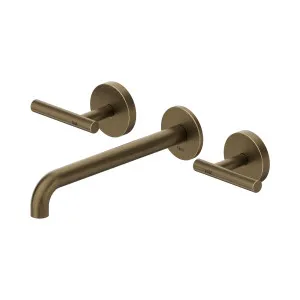Mecca Lever Wall Basin/Bath Set 220mm Spout Tumbled Antique Brass by NERO, a Bathroom Taps & Mixers for sale on Style Sourcebook