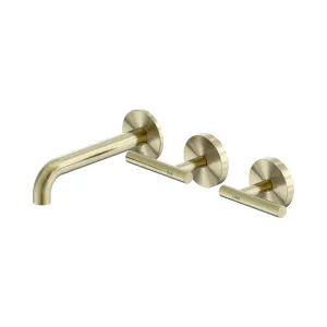 Mecca Lever Wall Basin/Bath Set 160mm Offset Spout Brushed Gold by NERO, a Bathroom Taps & Mixers for sale on Style Sourcebook