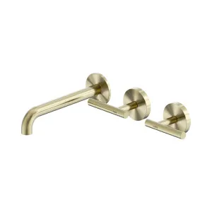 Mecca Lever Wall Basin/Bath Set 185mm Offset Spout Brushed Gold by NERO, a Bathroom Taps & Mixers for sale on Style Sourcebook