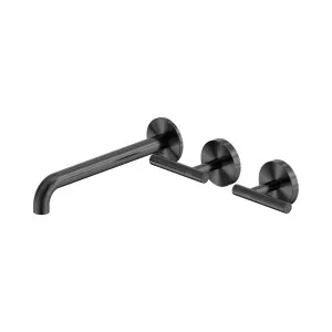 Mecca Lever Wall Basin/Bath Set 220mm Offset Spout Gun Metal by NERO, a Bathroom Taps & Mixers for sale on Style Sourcebook