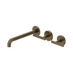 Mecca Lever Wall Basin/Bath Set 220mm Offset Spout Tumbled Antique Brass by NERO, a Bathroom Taps & Mixers for sale on Style Sourcebook