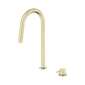 Mecca Hob Mounted Pull Out Sink Mixer Brushed Gold by NERO, a Kitchen Taps & Mixers for sale on Style Sourcebook