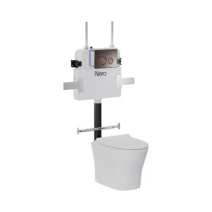 Signature Hygiene Rim BTW With CrystaSleek Seat With R&T In-wall Cistern and Push Plate Brushed Bronze by NERO, a Toilets & Bidets for sale on Style Sourcebook